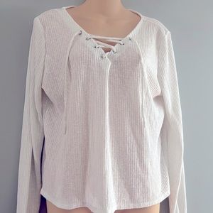 Womens Ladies H & M white lightweight long sleeve light weight sweater top